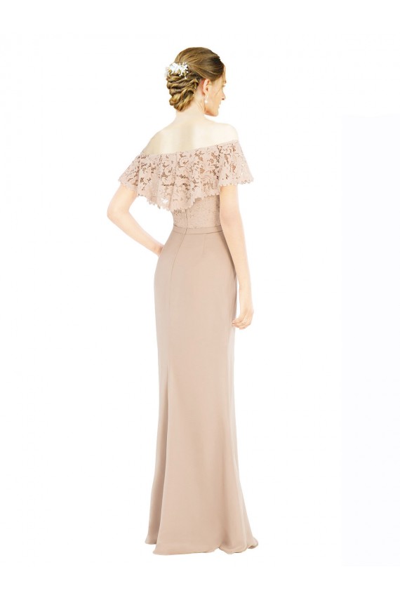 Cheap Off the Shoulder Sleeves Sheath Chiffon Prom Dress