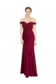 Cheap Off the Shoulder Long Chiffon Prom Dress with Pleats