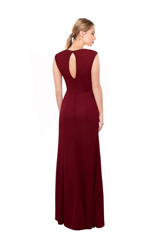 Cheap Cap Sleeves Chiffon Prom Dress with Pleated V-Neck Bodice