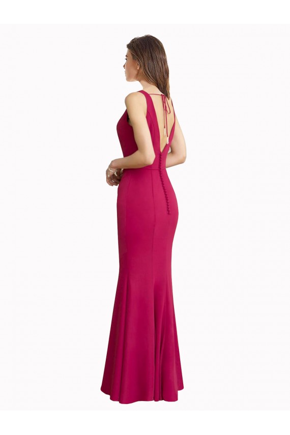 Cheap V-Neck Mermaid Chiffon Prom Dress with V-Back and Belt