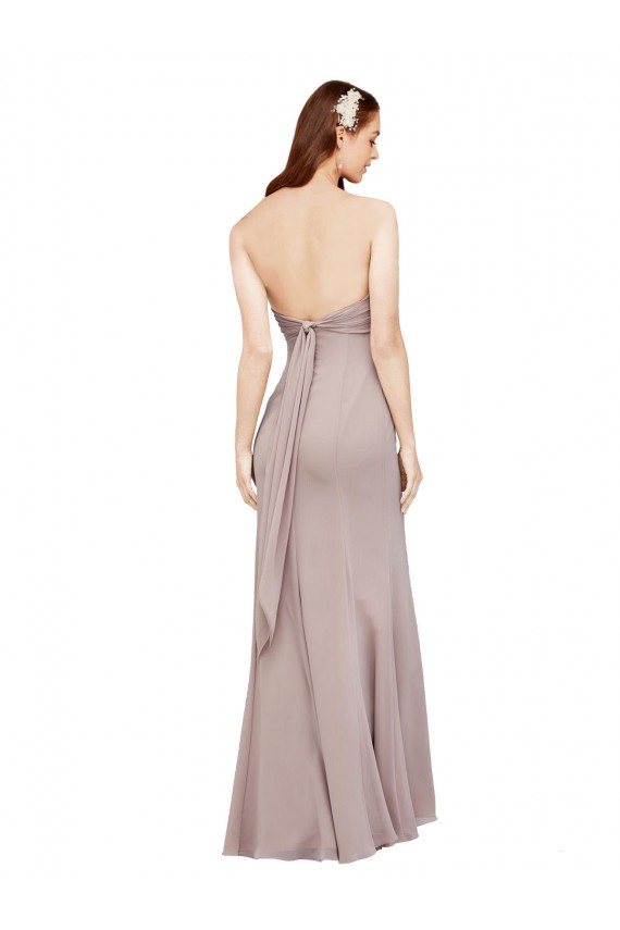 Cheap Fit and Flare Long Chiffon Prom Dress with Sash and Open Back