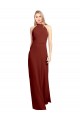 Cheap Slim High Neck Halter Fitted Open Back Chiffon Prom Dress