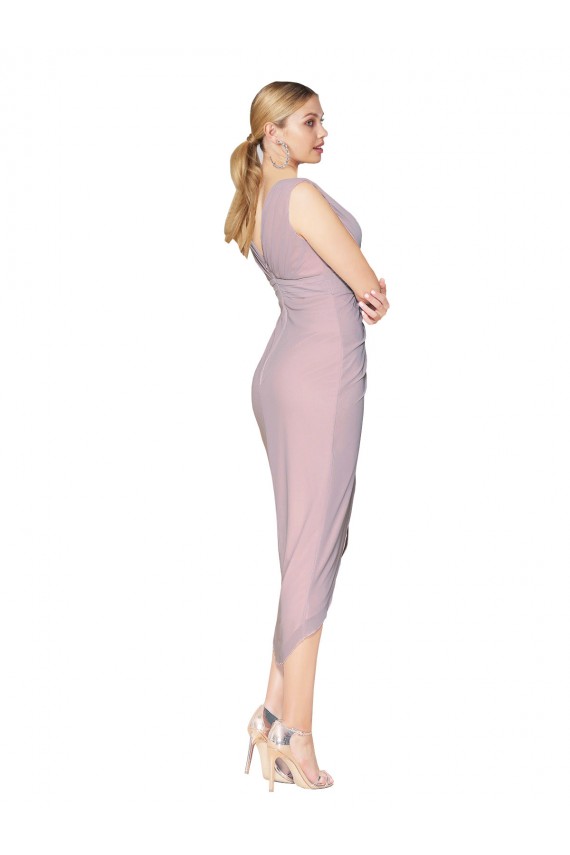 Cheap Cocktail Length High Low Mermaid Chiffon Wrapped Prom Dress