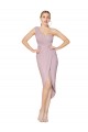 Cheap High Low One Shoulder Ruffles V-Neck Chiffon Wrap Prom Dress