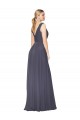Cheap Floor Length High Neck V-Back Chiffon Prom Dress