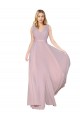 Cheap Draped V-Neck Long Chiffon Prom Dress with Shirred Bodice