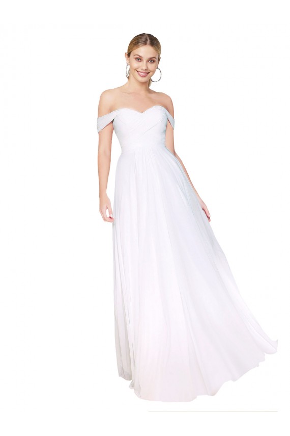 Cheap Off the Shoulder Long Full Length Chiffon Prom Dress