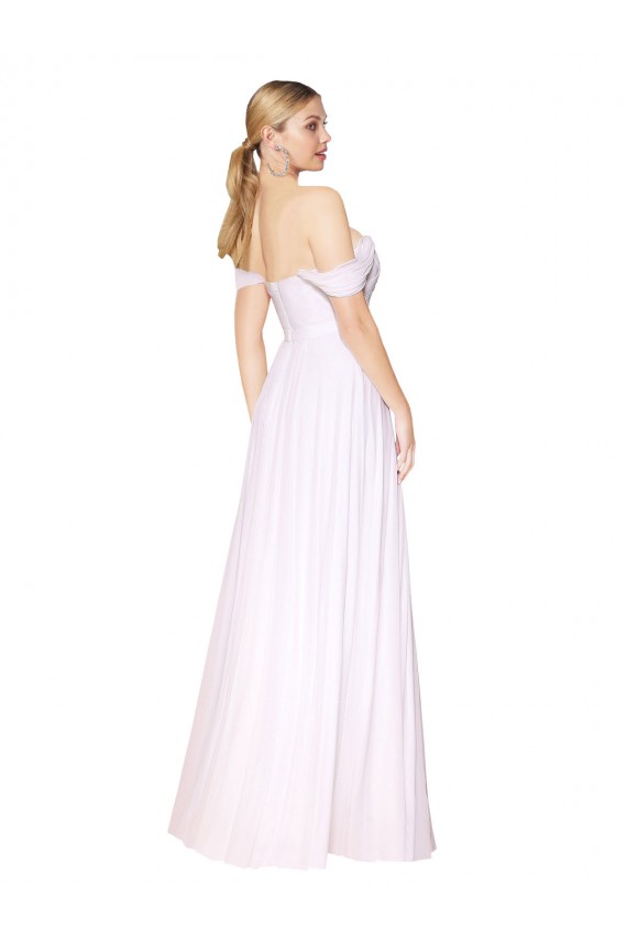 Cheap Off the Shoulder Long Full Length Chiffon Prom Dress
