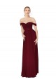 Cheap Shirred Sweetheat Neckline Off the Shoulder Long Chiffon Prom Dress