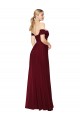 Cheap Shirred Sweetheat Neckline Off the Shoulder Long Chiffon Prom Dress
