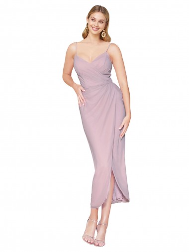 Cheap Short Knee Length Chiffon Wrap Cocktail Prom Dress / Homecoming Dress with Straps