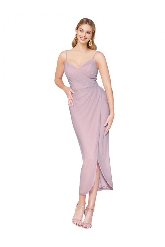 Cheap Short Knee Length Chiffon Wrap Cocktail Prom Dress / Homecoming Dress with Straps