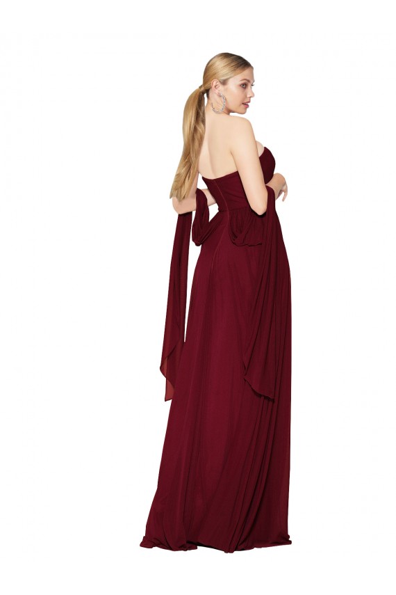 Cheap Draped Strapless Long A-Line Chiffon Prom Dress