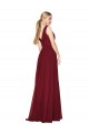 Cheap Draped A-Line V-Neck Floor Length Chiffon Prom Dress