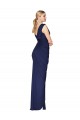 Cheap Draped V-Neck Long Chiffon Prom Dress with Front Slit