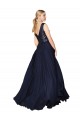 Cheap High Neck V-Neck Long Chiffon Prom Dress with Sequin Top