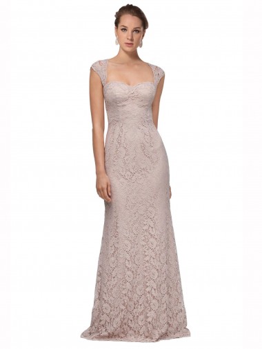 Cheap Sweetheart Neckline Cap Sleeves Lace Prom Dress with Twist