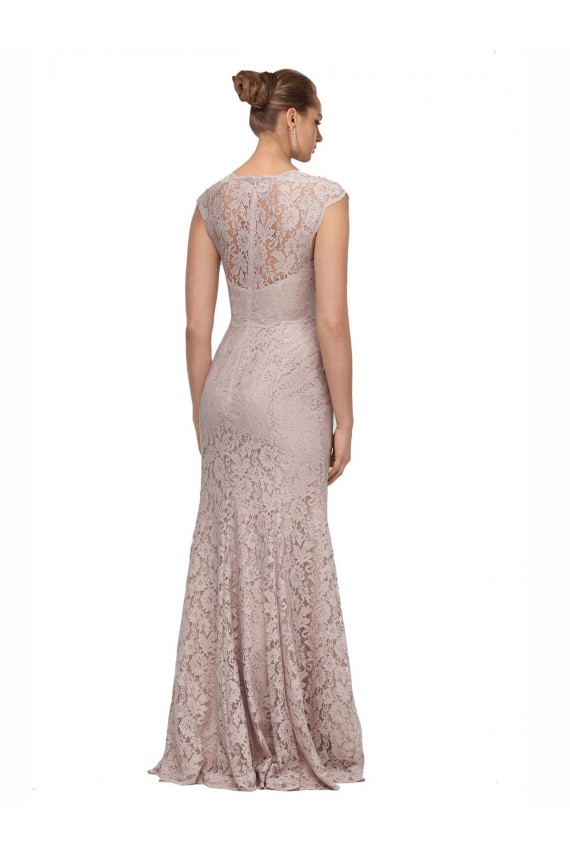 Cheap Sweetheart Neckline Cap Sleeves Lace Prom Dress with Twist