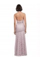 Cheap Floor Length Long Mermaid Lace Prom Dress with Low Back