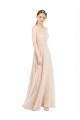 Cheap High Halter Neck Illusion Lace Prom Dress with Chiffon Skirt and Keyhole Back