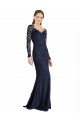 Cheap Illusion Long Sleeves Lace Prom Dress with Sheer Keyhole Back