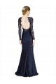 Cheap Illusion Long Sleeves Lace Prom Dress with Sheer Keyhole Back