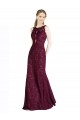 Cheap Long Lace Prom Dress with Peekaboo Bodice and Keyhole Back