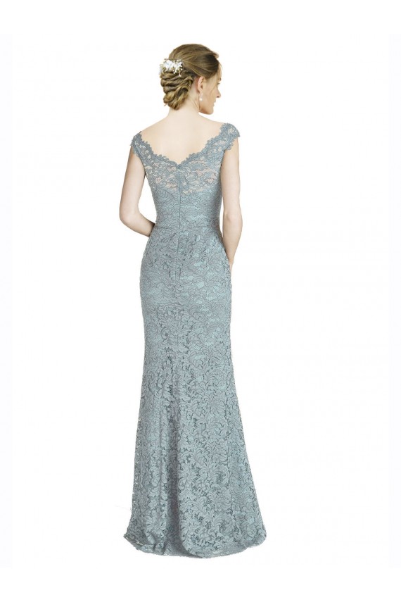 Cheap Off the Shoulder Mermaid Lace Prom Dress with Cap Sleeves