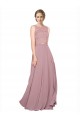 Cheap Long A-Line Chiffon Prom Dress with Sleeveless Lace Crop Top