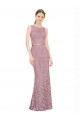 Cheap Sleeveless Crop Top High Neck Mermaid Lace Prom Dress