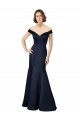 Cheap Fit and Flare Satin Prom Dress with Off the Shoulder Neckline