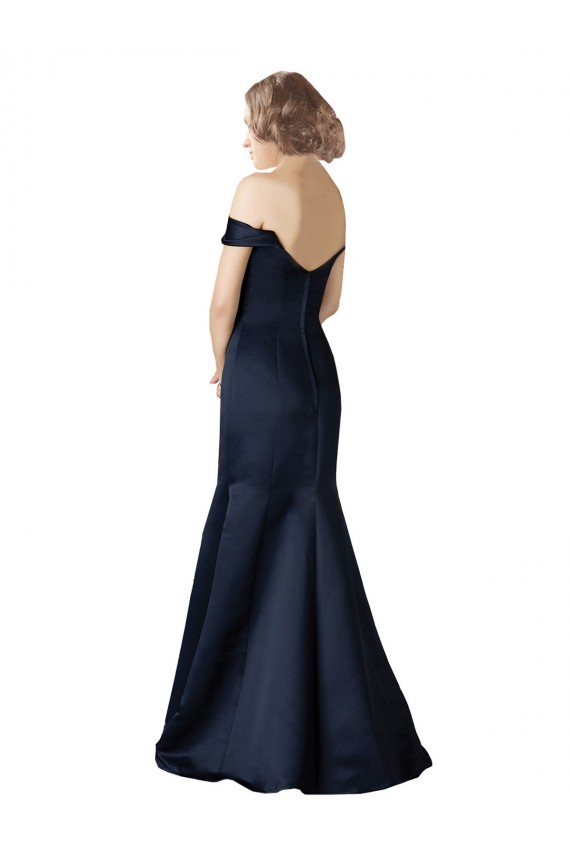 Cheap Fit and Flare Satin Prom Dress with Off the Shoulder Neckline