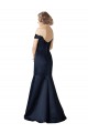 Cheap Fit and Flare Satin Prom Dress with Off the Shoulder Neckline