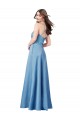 Cheap Crossing Strap Back Pleated Bodice Long Satin Prom Dress