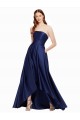 Cheap High Low Strapless Satin Prom Dress with Pockets