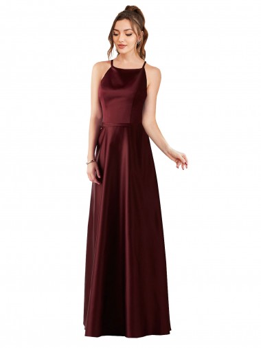 Cheap Sleek Satin Prom Dress with Pockets