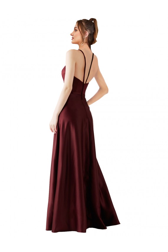 Cheap Sleek Satin Prom Dress with Pockets
