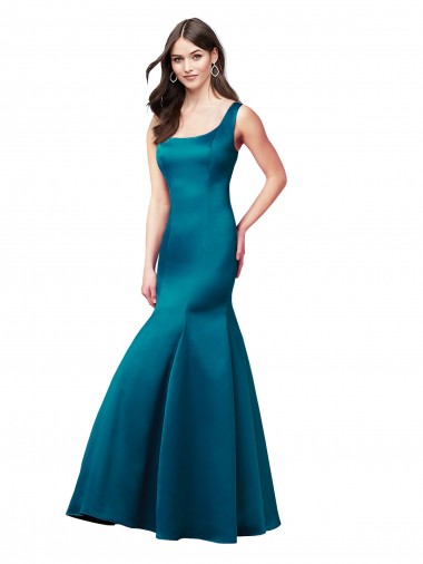 Cheap Long Sleek Satin Prom Dress with U-Back