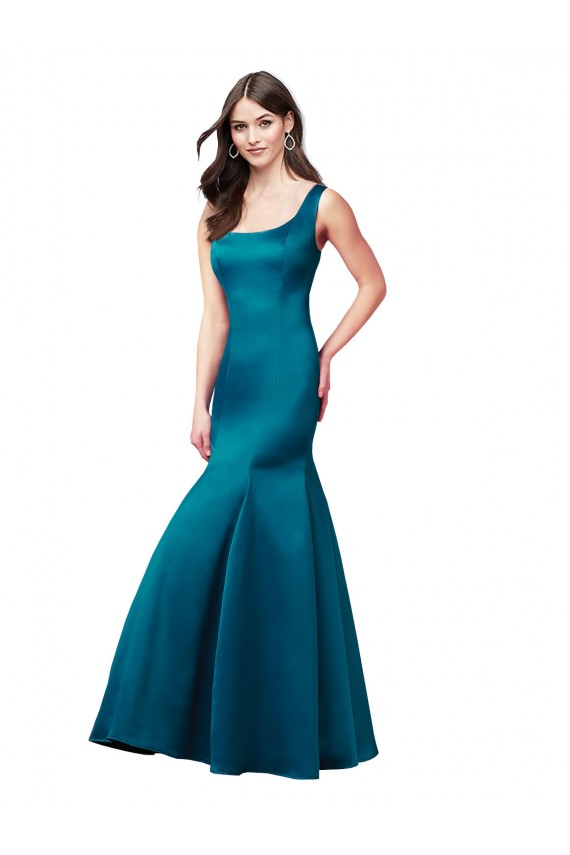 Cheap Long Sleek Satin Prom Dress with U-Back