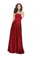 Cheap Strapless Satin Prom Dress with Beaded Pocket and Soft Pleating