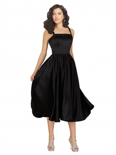 Cheap Short Square Neck Satin Cocktail Prom Dress / Homecoming Dress with Beading