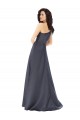 Cheap Rouched One Shoulder Floor Length Satin Prom Dress with Bow