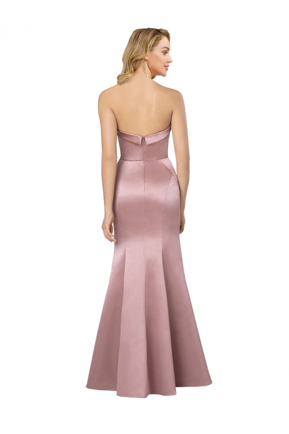 Cheap Old Hollywood-Inspired Strapless Satin Prom Dress