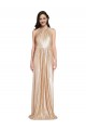 Cheap Floor Length Halter Neck Sparkling Sequin Prom Dress with Pleats