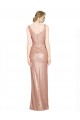 Cheap Draped V-Neck Striking Sheath Floor Length Sequin Prom Dress