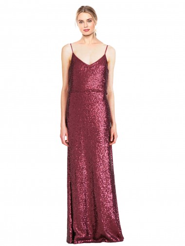 Cheap High Neck Halter Long Slim Sequin Prom Dress with V-Neck and Blouson Bodice