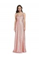 Cheap High Neck Low Back Sparkling Sequin Prom Dress