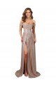 Cheap Strapless Scoop Neck Off the Shoulder Long Sequin Prom Dress with High Slit