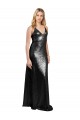 Cheap Full Length A-Line Sequin Prom Dress with Spaghetti Straps V-Neckline