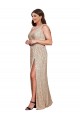 Cheap Deep V-Neck Sleeveless Sparkling Sequin Prom Dress with Draped Cowl Back